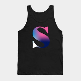 Capital Letter S Monogram Gradient Pink Blue White Tank Top